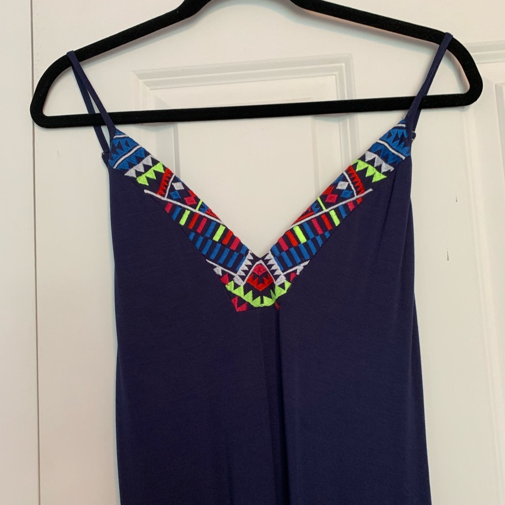 Tart embroidered v neck navy maxi dress